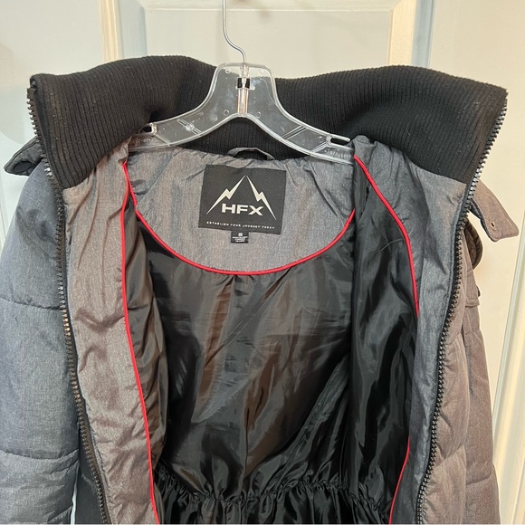 HFX Nolan Womens Puffer Jacket Coat Faux Fur Gray Grey Small Removable Hood - Picture 4 of 6